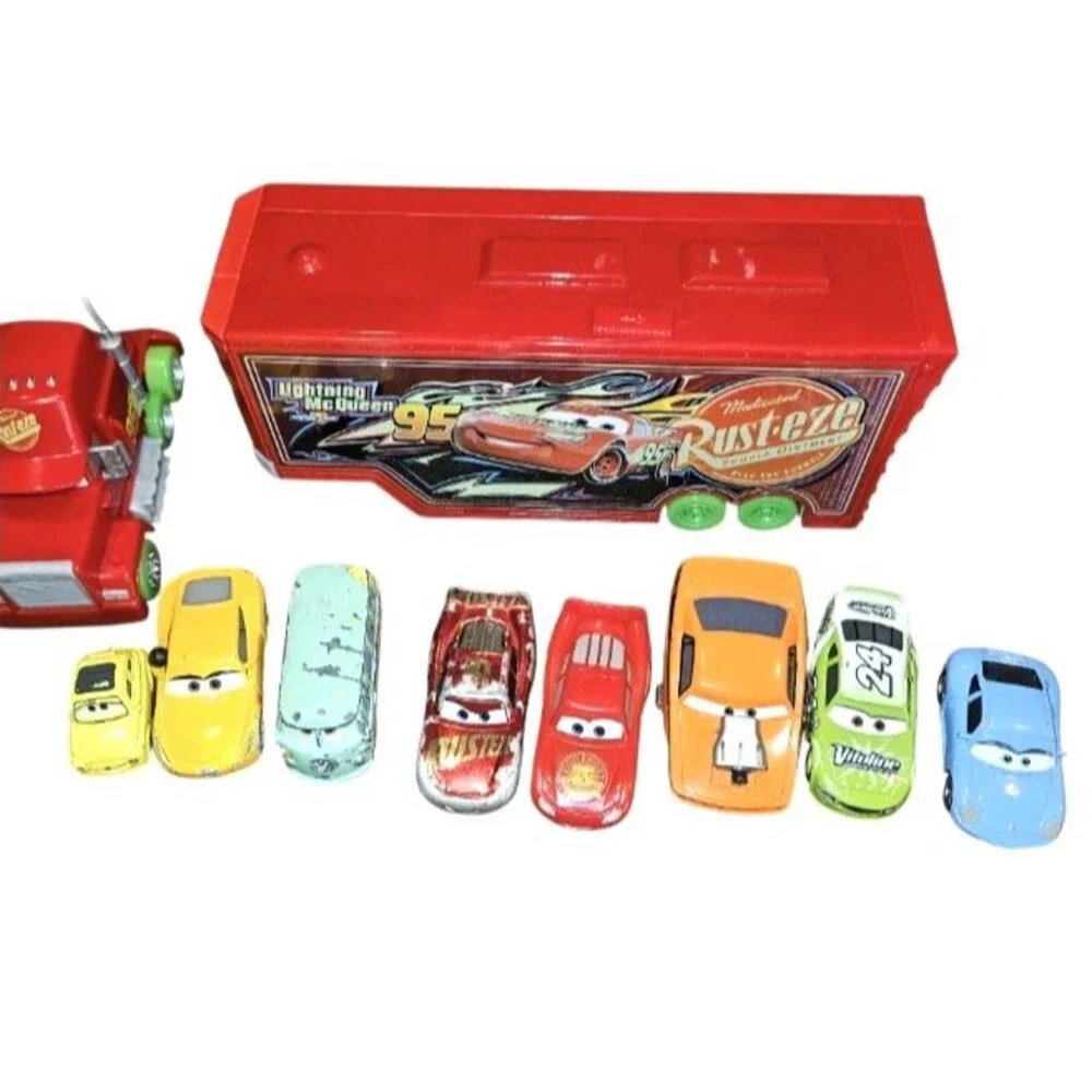 Disney Pixar Cars Mack Hauler Lightning McQueen Sally Diecast & Plastic Lot 9Pc - Picture 2 of 12